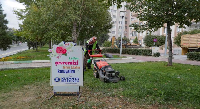 Çim biçme çalışmaları devam ediyor