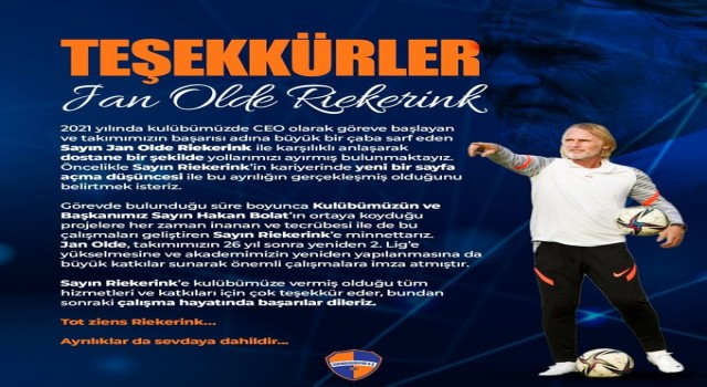 İskenderunsporda Riekerink ile yollar ayrıldı