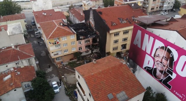 Kadıköyde patlama yaşanan binanın son hali havadan görüntülendi