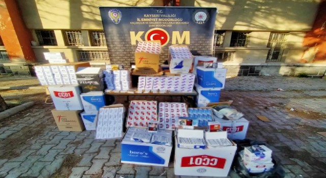 Kayseride kaçak tütün operasyonu: 250 bin dal makaron ele geçirildi