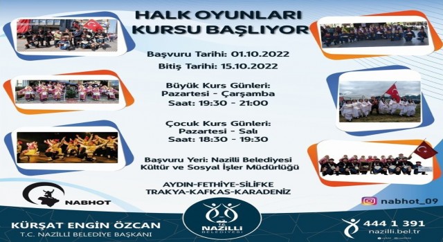 Nazilli Belediyesi Halkoyunları Topluluğunun yeni dönem kurs kayıtları başladı