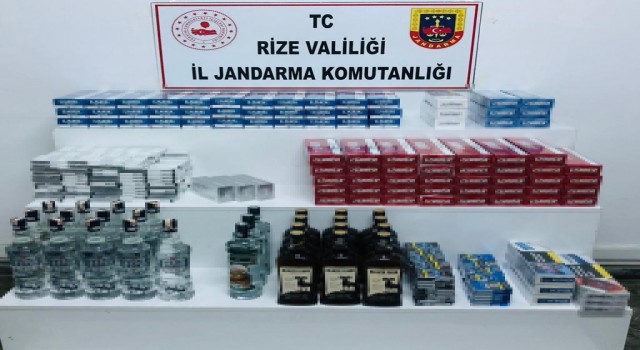 Rizede jandarmadan kaçak içki ve sigara operasyonu
