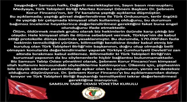 Samsun Tabip Odasından Fincancıya kınama