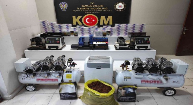 Samsunda bir evde otomatik sigara sarma makineleri ve 20 bin makaron ele geçirildi