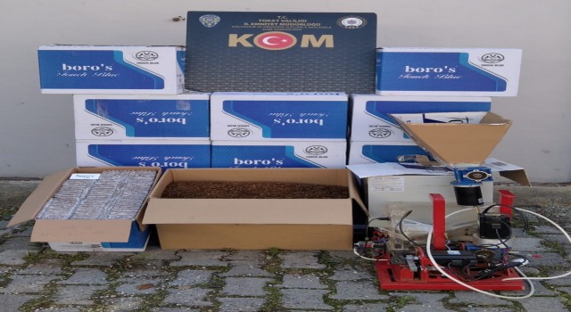 Tokatta bir ikamette 100 bin makaron ele geçirildi
