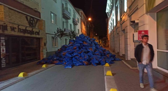 Tonlarca kömür sokağı kapadı