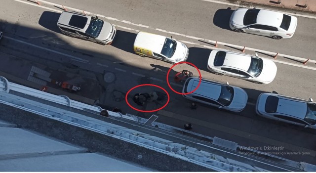 Trafikte gergin anlar