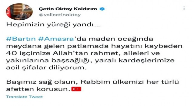 Vali Kaldırımdan Amasradaki elim olay için duyarlı davranış