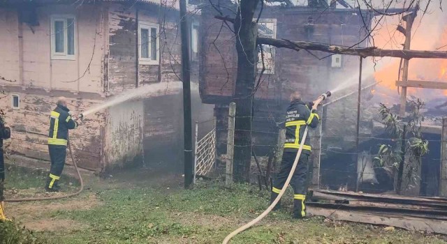 Alevlere teslim olan iki ahşap ev küle döndü