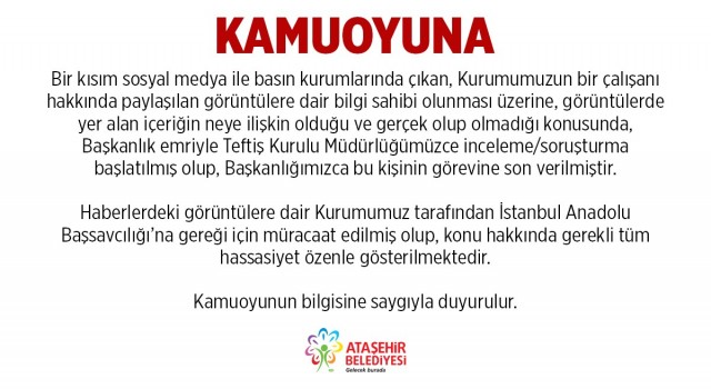 Ataşehir Belediyesinden rüşvet iddialarına ilişkin açıklama