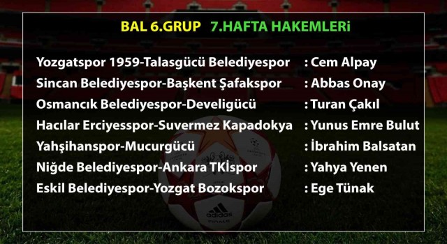 BALda 7. hafta maçlarının hakemleri belli oldu