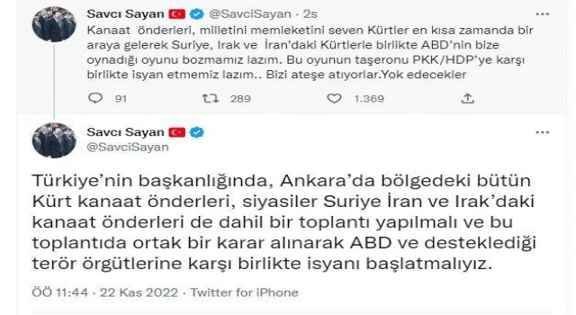 Başkan Sayan: “ABDnin bize oynadığı oyunu bozmamız lazım”