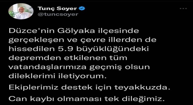 Başkan Tunç Soyer: “Ekiplerimiz destek için teyakkuzda”