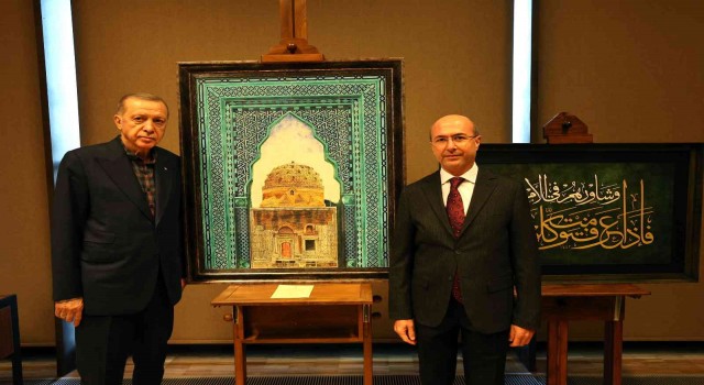 Başkanı Pekyatırmacıdan Başkan Erdoğana eser takdimi