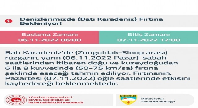 Batı Karadenizde fırtına bekleniyor