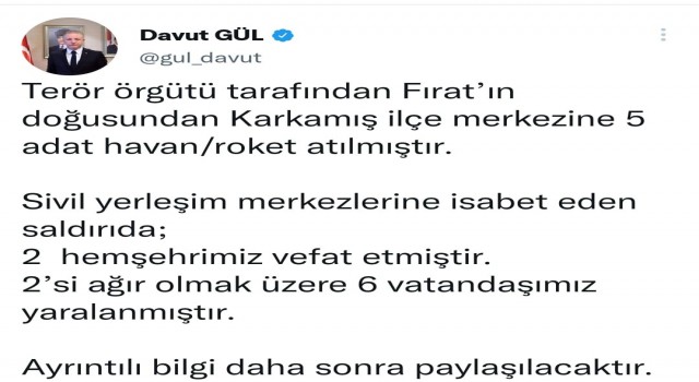Gaziantepe roketli saldırıda 2 kişi öldü, 6 kişi yaralandı