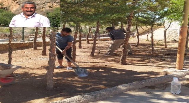 Gercüşte köyün sakinleri farkındalık için okul ve çevre temizliği yaptı