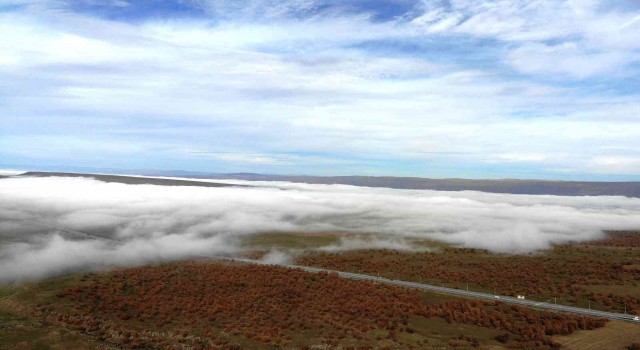 Güroymakta oluşan sis bulutu görsel şölen sunuyor