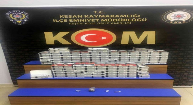 Keşanda 22 bin 600 adet doldurulmuş makaron ele geçirildi