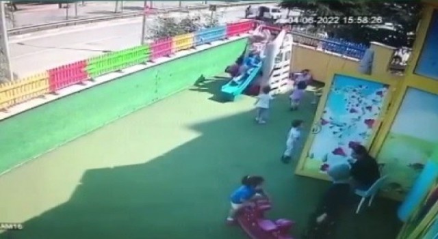 Kreşte 33 aylık çocuğun tehlike atlattığı anlar