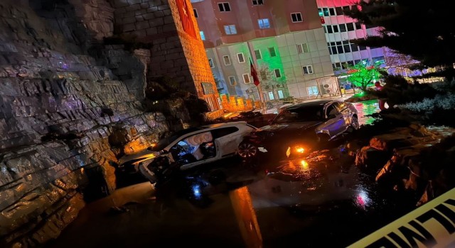 Otomobiller süs havuzuna çarptı: 1 ölü, 4 yaralı