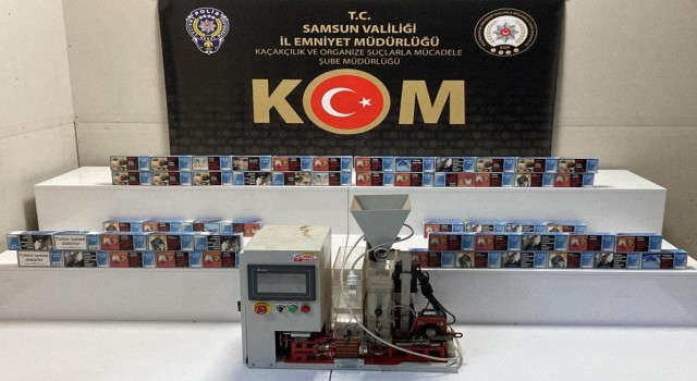 Samsunda bir evde sigara doldurma makinesi ve 10 bin 600 makaron ele geçirildi