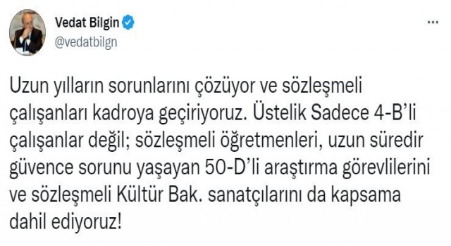 Sözleşmeliden kadroya geçişte çerçeve genişletildi