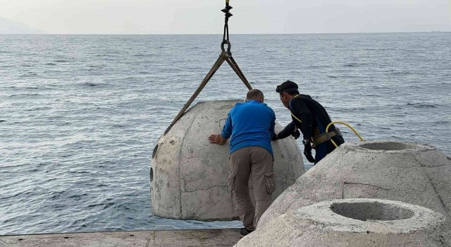 Yapay ilk resifler İskenderun Körfezine bırakıldı