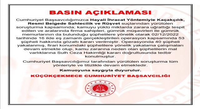 16 ilde eş zamanlı hayali ihracat operasyonu: 40 gözaltı