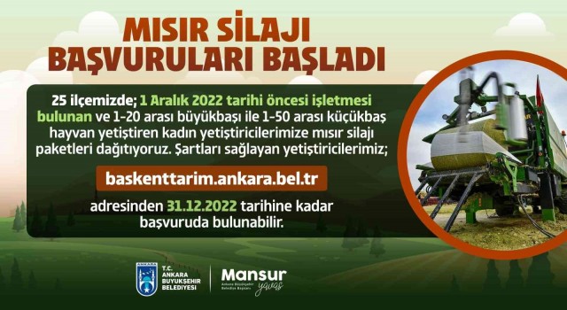 ABBnin mısır silajı desteği için başvurular başladı