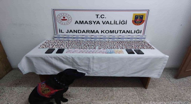 Amasyada jandarmanın operasyonunda bin 288 adet uyuşturucu hap ele geçirildi