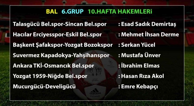 BALda 10. hafta hakemleri açıklandı