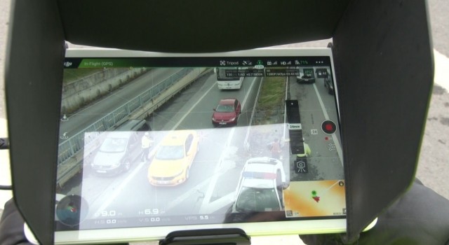 Beşiktaşta dronlu trafik denetiminde kurallara uymayan sürücülere ceza yağdı