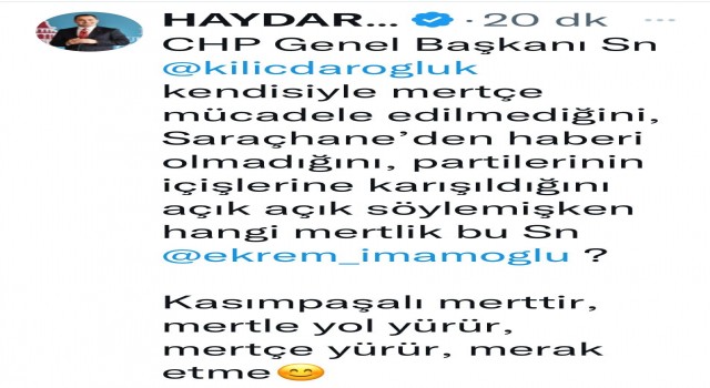 Beyoğlu Belediye Başkanı Yıldızdan İmamoğluna Kasımpaşa ve mertlik tepkisi