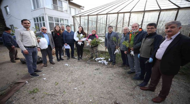 Gökçeadada 6 bin 410 aşılı fidan toprakla buluşturulmak üzere üreticilere dağıtıldı