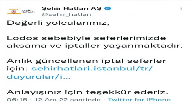 İstanbulda deniz ulaşımına lodos engeli