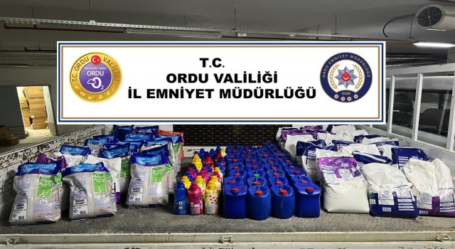 Orduda kaçak içki ve deterjan operasyonu