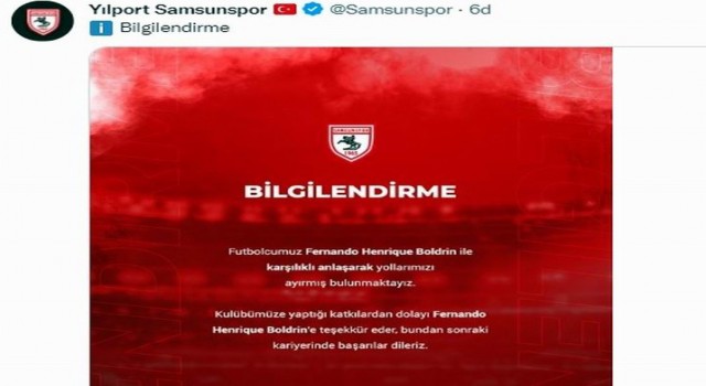 Samsunsporda şok ayrılık: Fernando Boldrin ile yollar ayrıldı