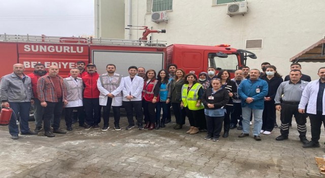Sungurlu Devlet Hastanesindeki tatbikat gerçeğini aratmadı