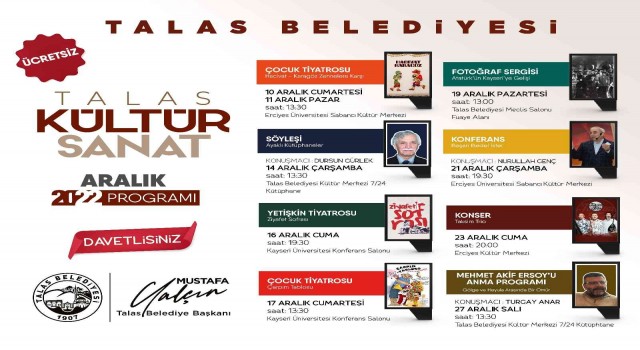 Talasta kültür sanat dolu Aralık ayı