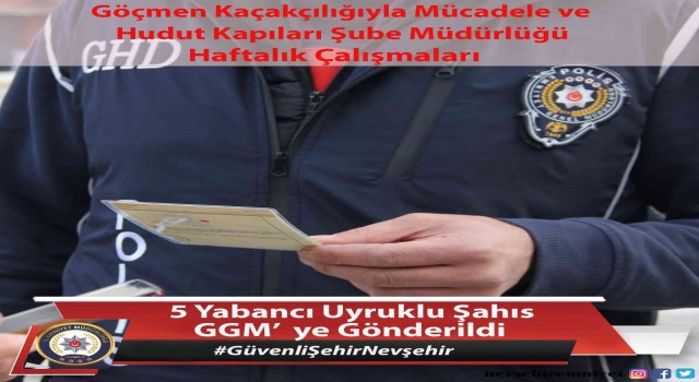 Türkiyeye yasadışı yollarla giriş yapan 5 şahıs Nevşehirde yakalandı