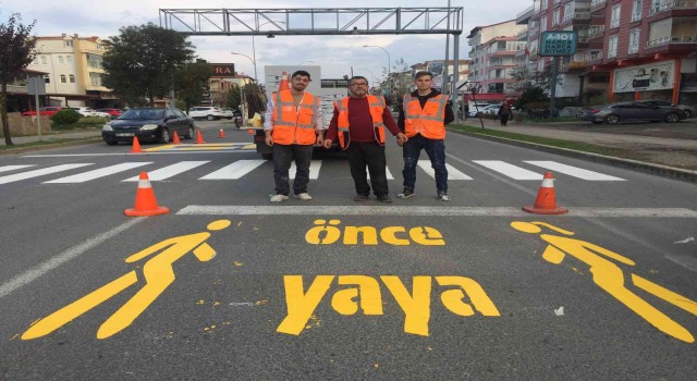 Ünyede yollarda yaya güvenliği arttırıldı
