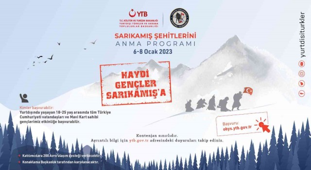 YTB, Avrupada yaşayan Türk gençlerini Sarıkamış şehitlerini anma programında buluşturacak