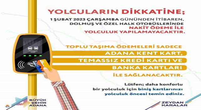Adanada toplu taşımada nakit dönemi sona eriyor