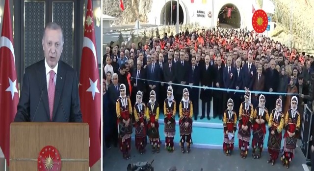 Cumhurbaşkanı Erdoğan, Badal Tünelinin açılışını canlı bağlantıyla yaptı