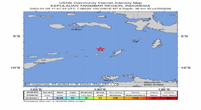 Endonezya açıklarında 7.6 büyüklüğünde deprem