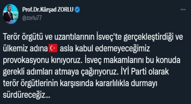 İYİ Partiden, İsveçteki PKK/YPG provokasyonlarına kınama