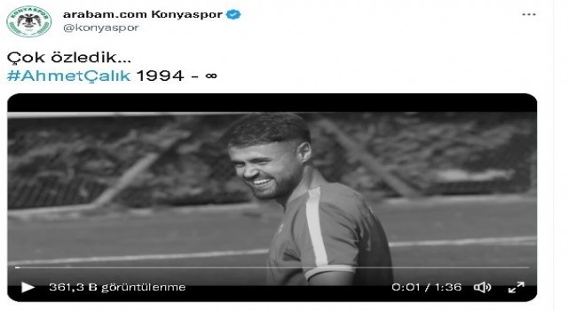 Konyaspordan Ahmet Çalık paylaşımı