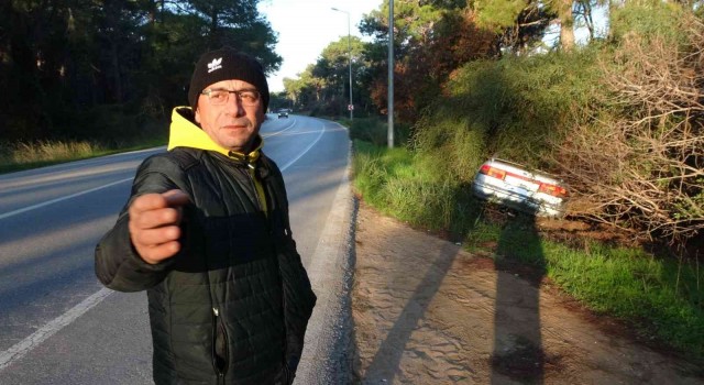 Köpeğe çarpmamak için ölümden döndü