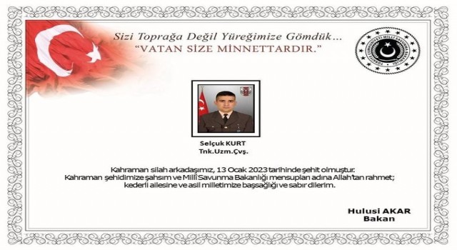 MSB: Fırat Kalkanı Harekatı Bölgesinde 1 asker şehit oldu